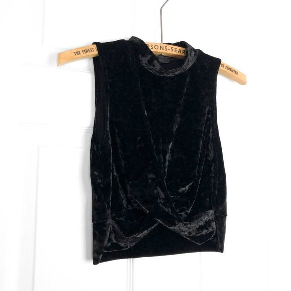 TOPSHOP Crushed Velvet Twist Front Cropped Top - Picture 2 of 6